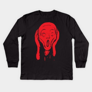 The Scream Edvard Munch The Scream Hearers Head Minimal Red Kids Long Sleeve T-Shirt